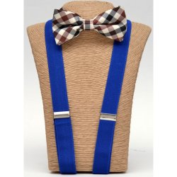 C-BOT-SUS Plaid Bow tie – blue Suspender set