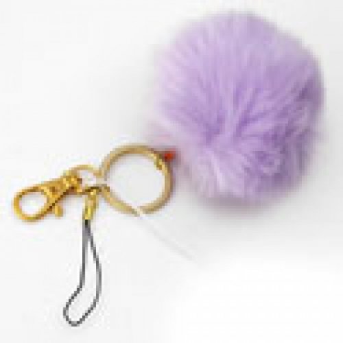 YWK05S Purple fur ball key chain - Click Image to Close