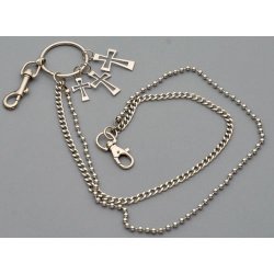 WC-1111 Chrome Wallet Chain with 3 crosses