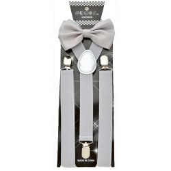 ADBS-N45 Gray bow tie & Suspenders set