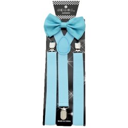 ADBS-N46 Light Blue bow tie & Suspenders set