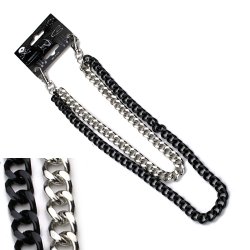 WC-302BW Black and chrome 2 piece link wallet chain