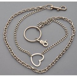 WC-1112 Chrome Wallet Chain with double chain and heart