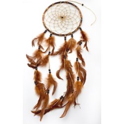 DC-101-23B 9 inch Dream Catcher with dark brown feathers.