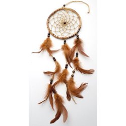 DC-101-15 6 inch Dream Catcher with dark brown feathers.