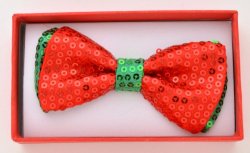 KBOT-512 Kids Red and Green Sequin Bowtie
