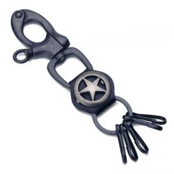 YOK-41 Leather key chain w/round star design