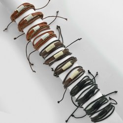 YWL288 Leather bracelets with cord designs.