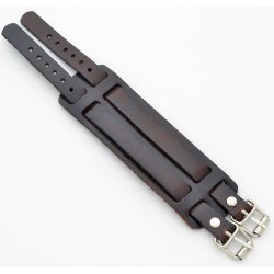CH-002BN Double buckle brown leather bracelet