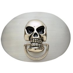 BK-736 Chrome Skull on brushed metal background