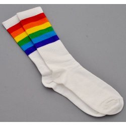 SK-005 White socks Rainbow stripes