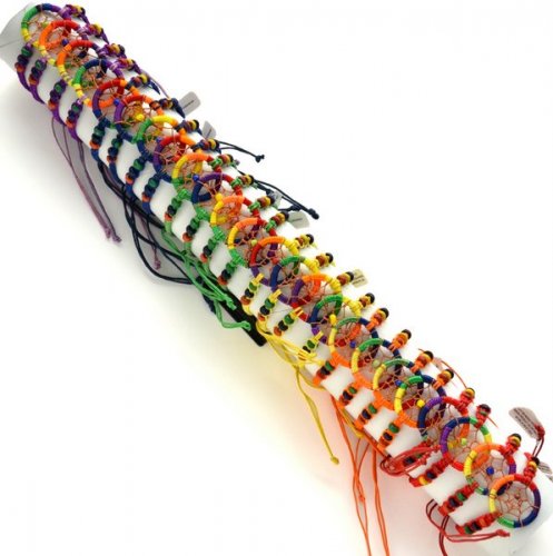 ID3630 Rainbow - Rainbow Dream Catcher string bracelets - Click Image to Close