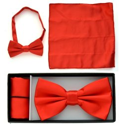 BTHCRED Red bow tie with handkerchief