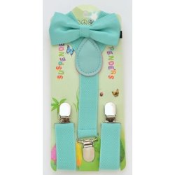 KBS-010-SET Kid's Bow Tie and suspender set. Mint Green