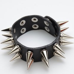 YW-B-216 Metal spike bracelet double row spike