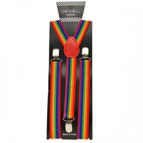 SP-151B Thin Rainbow striped suspenders - Click Image to Close