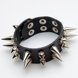 YW-B-216M Metal spike bracelet double row spike