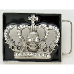 BK-805 Crown with skull and rhinestones on black