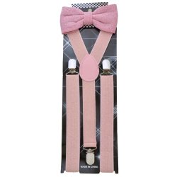 ADBS-30A Pink Sparkle Bow tie and suspender set