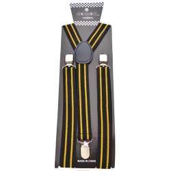 SP-20# Black Suspenders with gold stripes