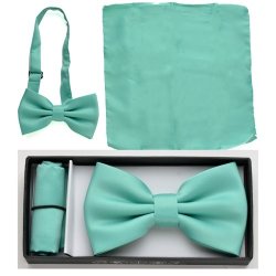 BTCH-Green0921u Mint green Handkerchief and bow tie set