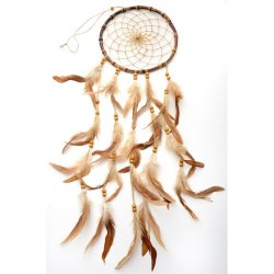 DC-101-23 9 inch Dream Catcher with light brown feathers.
