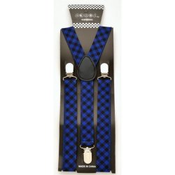 SP-170 Blue plaid design suspenders with clips
