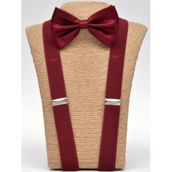 P-BOT-SUS Burgundy Bow tie – Burgundy Suspender set