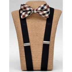 K-BOT-SUS Plaid Bow tie – Black Suspender set