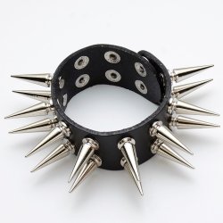 YW-B-216H Metal spike bracelet double row spike