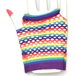 NEGL-RainbowS Fishnet gloves in a rainbow color
