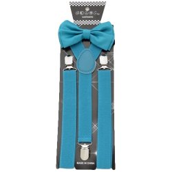 ADBS-N47 Teal bow tie & Suspenders set