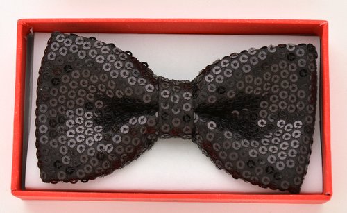 KBOT-506 Kids Black Sequin Bowtie - Click Image to Close