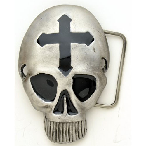 BK-766 Skull with black iron cross - Click Image to Close