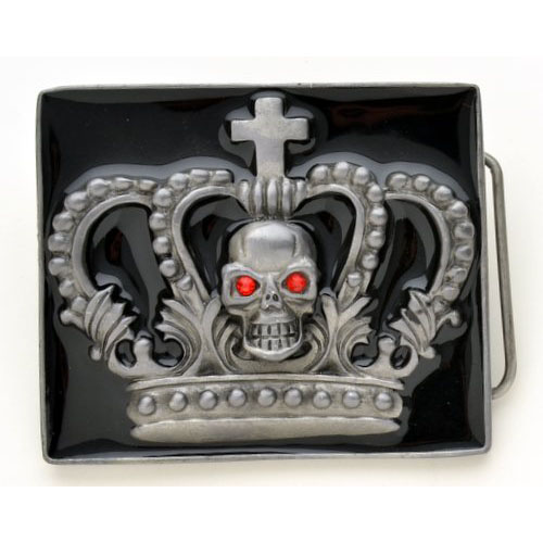 BK-777 Crown with skull and red rhinestone eyes on black - Click Image to Close
