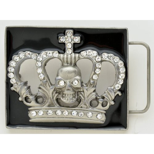 BK-805 Crown with skull and rhinestones on black - Click Image to Close