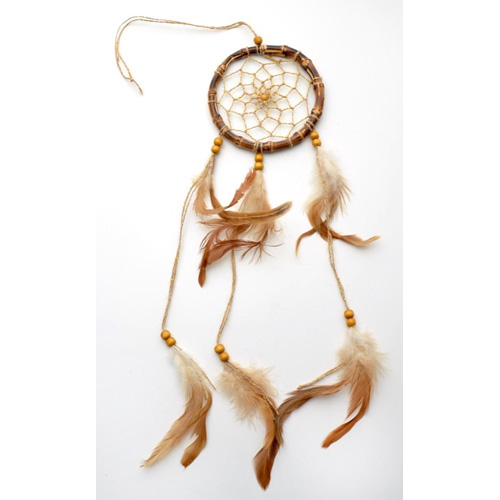 DC-1000-12 5 inch Dream Catcher with light brown feathers. - Click Image to Close
