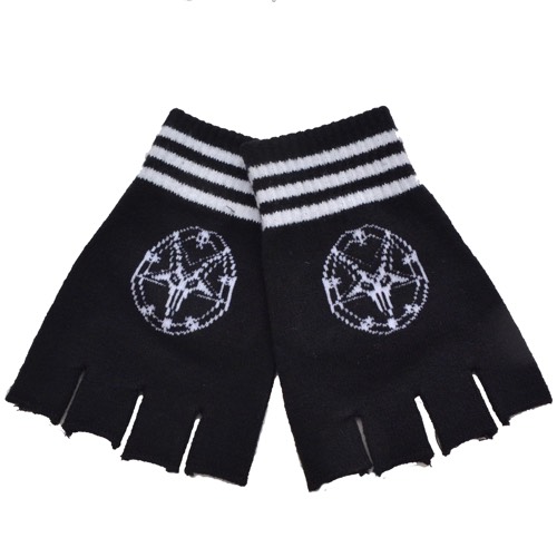 BT-1022 Fingerless Gloves Pentagram goat skull - Click Image to Close