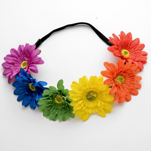 YSHB-002F Rainbow floral headband - Click Image to Close
