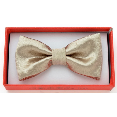 KBOT-G60 Shiny gold metal look gold Kids Bow tie - Click Image to Close
