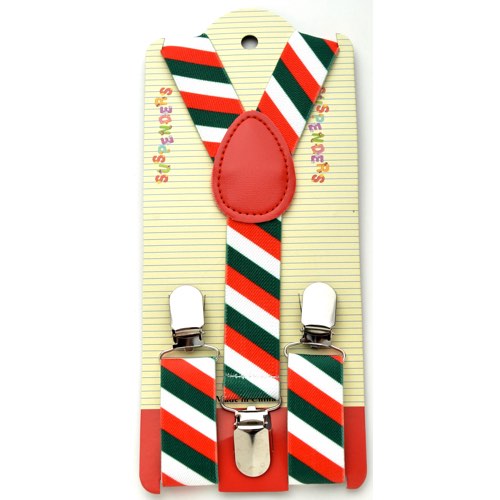 KSP-R-W-Green Red, white and green kids suspenders - Click Image to Close