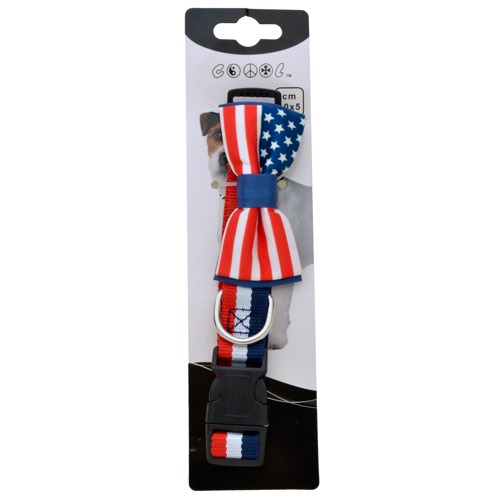 DGCR-03 red white and blue bowtie and dog collar - Click Image to Close