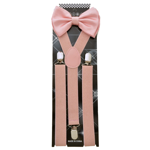 ADBS-5325-A Pink Bow tie and suspender set - Click Image to Close