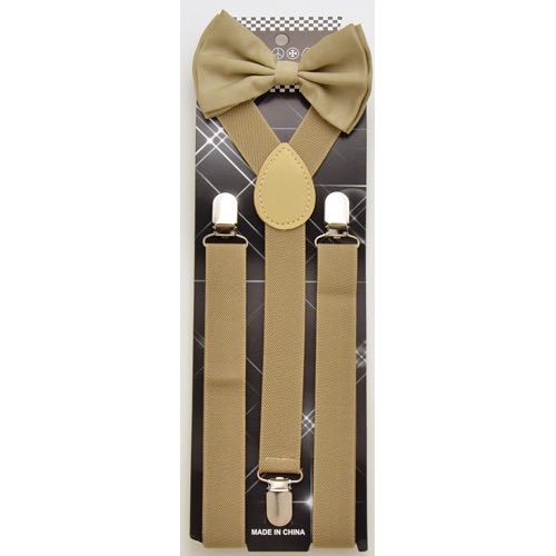 ADBS-073 Khaki BowTie with Khaki suspenders - Click Image to Close