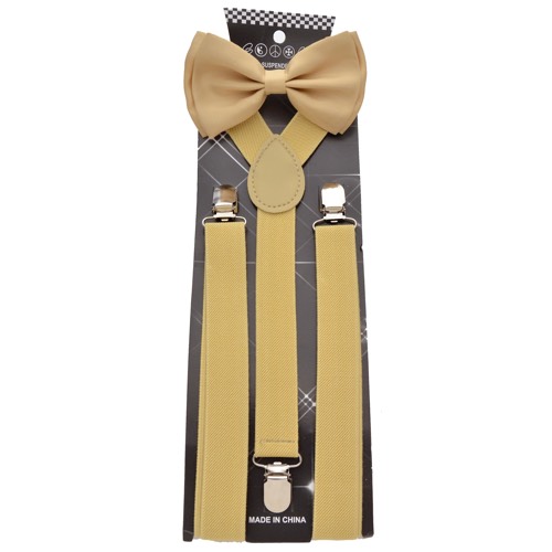 ADBS-9-6 Mustard Yellow bow tie & Suspenders set - Click Image to Close