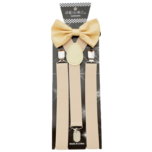 ADBS-N43 Tan bow tie & Suspenders set - Click Image to Close