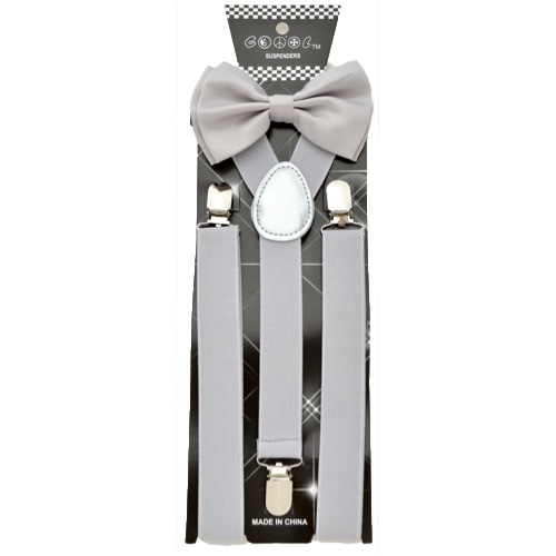ADBS-N45 Gray bow tie & Suspenders set - Click Image to Close