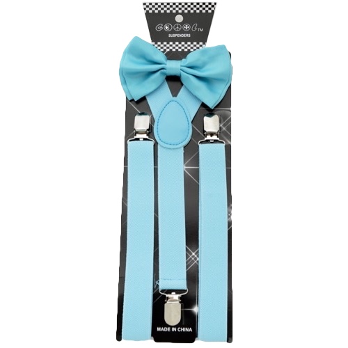 ADBS-N46 Light Blue bow tie & Suspenders set - Click Image to Close