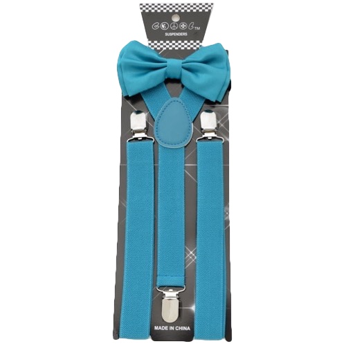 ADBS-N47 Teal bow tie & Suspenders set - Click Image to Close