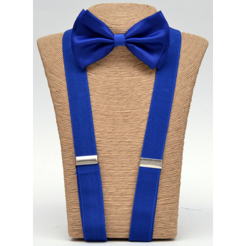 D-BOT-SUS Blue Bow tie – Blue Suspender set - Click Image to Close